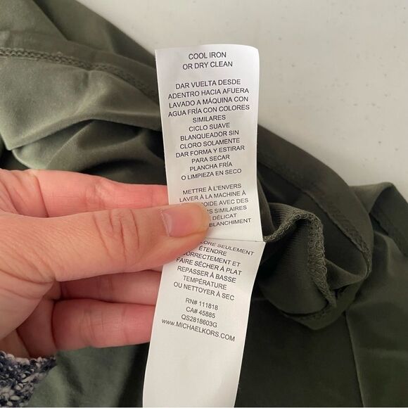 MICHAEL KORS olive green surplice fit & flare shift casual dress size small NEW - Picture 9 of 11